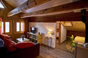 TV a/nebo společenská místnost v ubytování Appartement sous les combles - Chalet La Biolle - Vercorin