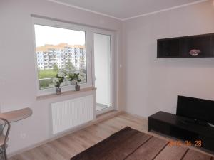 Televízia a/alebo spoločenská miestnosť v ubytovaní Apartament w Gdańsku blisko morza