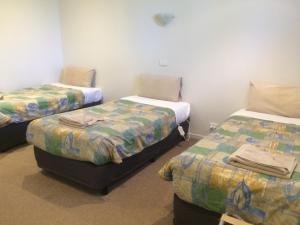 a room with three beds in a room at Ambassador Motor Inn in Ballarat