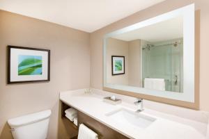 a bathroom with a sink, mirror, and toilet at All Inclusive Holiday Inn Resort Aruba - Beach Resort & Casino, an IHG Hotel in Palm-Eagle Beach