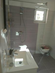 a bathroom with a sink and a shower and a toilet at Apartment Luzia in Banjole +29 photos