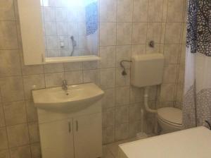 a bathroom with a sink and a toilet at Apartman br.1 in Bijeljina