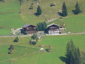 an aerial view of a house in a field at Elsenhof in Hopfgarten in Defereggen