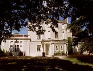 a large white house with a tree in front of it at Appartement du Château du Grand Bouchet in Ballan-Miré