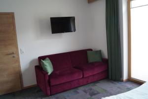 Televízia a/alebo spoločenská miestnosť v ubytovaní Aparthotel Garni Schranz
