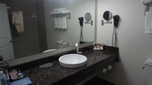a bathroom with a sink and a mirror at Budget Inn Palmyra in Palmyra