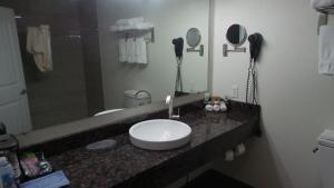 un baño con lavabo y espejo en Budget Inn Palmyra, en Palmyra