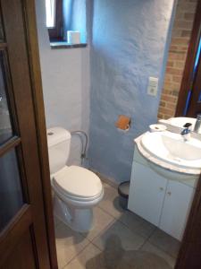 a bathroom with a toilet and a sink at B&B Ter Castaigne in Koekelare