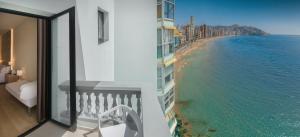 ein Zimmer mit Balkon und Meerblick in der Unterkunft Gastrohotel Boutique RH Canfali in Benidorm