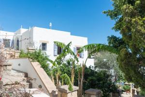 a white building with trees in front of it at Captain Manos Studio Apartments in Grikos