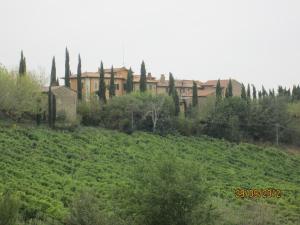 um grande edifício num campo com árvores e arbustos em Tenuta Il Tresto em Poggibonsi