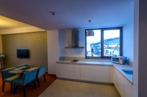 Kuchyň nebo kuchyňský kout v ubytování Apart Hotel Vlad Tepes