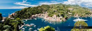 a view of a harbor with boats in the water at Hotel Argentina in Santa Margherita Ligure