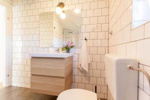 a bathroom with a sink and a toilet and a mirror at Apartment Egon in Malinska +15 photos