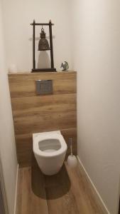 een badkamer met een wit toilet in een kamer bij Appartement CAPBRETON face à l'océan sans vis à vis, avec piscine in Capbreton