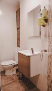 オウレンセにあるPiso centroの白いバスルーム(トイレ、シンク付)
