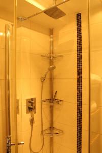 a shower with a glass door in a bathroom at holidayhome Heidelberg in Heidelberg