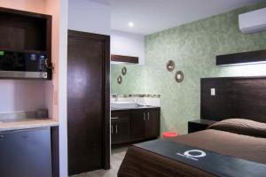 Kuchyň nebo kuchyňský kout v ubytování Hotel Onix Suites