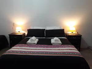 a bedroom with a bed with two towels on it at Amplio y luminoso, 5ta sección in Mendoza