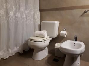 a bathroom with a white toilet and a sink at Amplio y luminoso, 5ta sección in Mendoza +14 photos