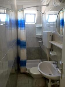 a bathroom with a toilet and a sink at Kampor Apartments in Kampor
