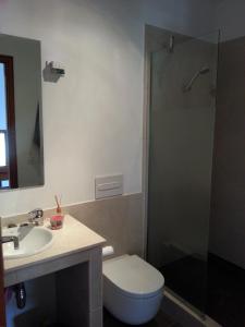 バジェ・グラン・レイにあるApartamentos Los Medanosのバスルーム(トイレ、洗面台、シャワー付)