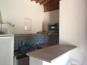 a kitchen with a sink and a microwave at La Maison des Oliviers in Cogolin