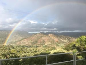 
a view from a balcony overlooking a mountain range at Posada Manolon in Santa Cruz de Moya
