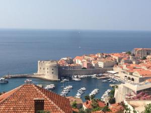 a view of a city with boats in a harbor at Villa Juliet in Dubrovnik