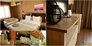 a collage of pictures of a hotel room at Guest House Via in Bitola