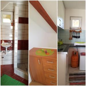 two images of a kitchen with a sink and a counter at Holiday Home Cakic in Novi Travnik