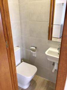 a bathroom with a toilet and a sink at Casa casco antiguo, junto al Bufador in Peniscola