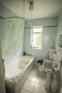 a bathroom with a tub and a toilet and a sink at Teach Annie in Falcarragh