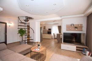 a living room with a couch and a television at Nerica Apartment in Zavalatica