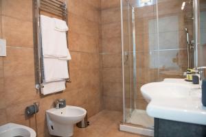 W łazience znajduje się prysznic, toaleta i umywalka. w obiekcie Roof Garden House w mieście Caserta