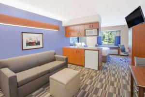 Televízia a/alebo spoločenská miestnosť v ubytovaní Microtel Inn and Suites Manistee