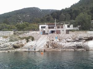 a house on the shore of a body of water at Crni in Gdinj