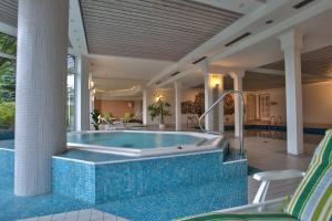 Berghotel Hoher Knochen في وينتربرغ: حمام سباحة مع حوض استحمام ساخن في المنزل