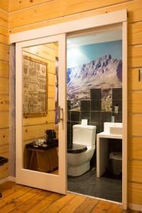 a bathroom with a toilet and a sink at Daddy Long Legs Art Hotel in Cape Town