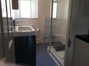 a bathroom with a sink and a toilet at Olde Lantern Holiday Lets in Ilfracombe