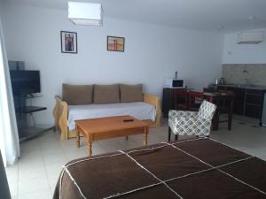 a living room with a couch and a table at Sol Patagonia in Río Gallegos