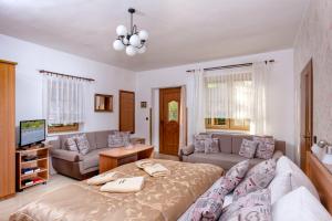 a living room with a bed and a couch at Pension Danninger in Piešťany