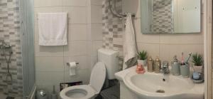 a bathroom with a toilet and a sink at Royal Apartment Bar in Bar
