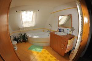 Koupelna v ubytování Apartmá u Hovorků
