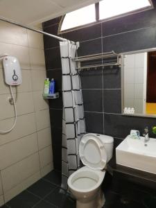 a bathroom with a toilet and a sink at Pino's Place in Kuah