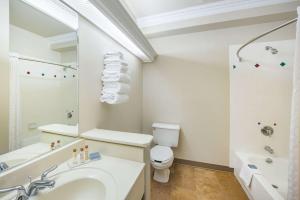 埃爾帕索的住宿－埃爾帕索溫德姆霍桑套房酒店，浴室配有盥洗盆、卫生间和浴缸。