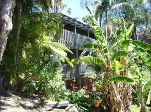 a house in the middle of a garden with plants at LaMaison de Shines, 13 Dulconghi Street in Crescent Head