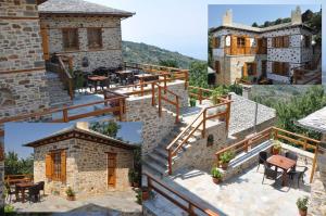uma colagem de fotos de uma casa em Archontiko Koti em Agios Lavrentios