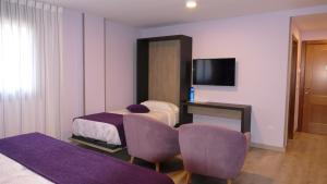 Televízia a/alebo spoločenská miestnosť v ubytovaní Hotel Rural El Nido de Pinares