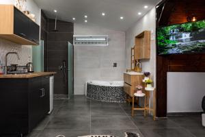 Kuchyň nebo kuchyňský kout v ubytování Kinneret Lodging